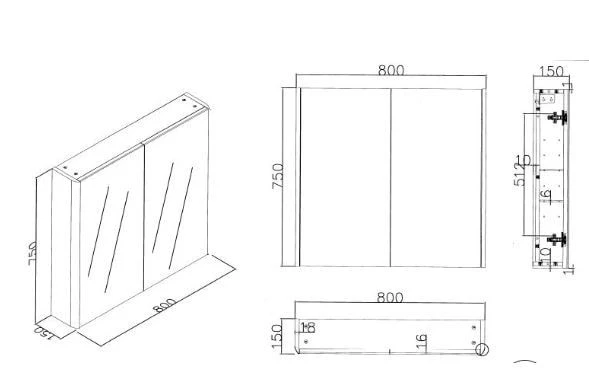 Alliance® Fife Mirror Bathroom Cabinet 800mm - 55137 2 Alliance® Fife Mirror Bathroom Cabinet 800mm - 55137 - Image 2
