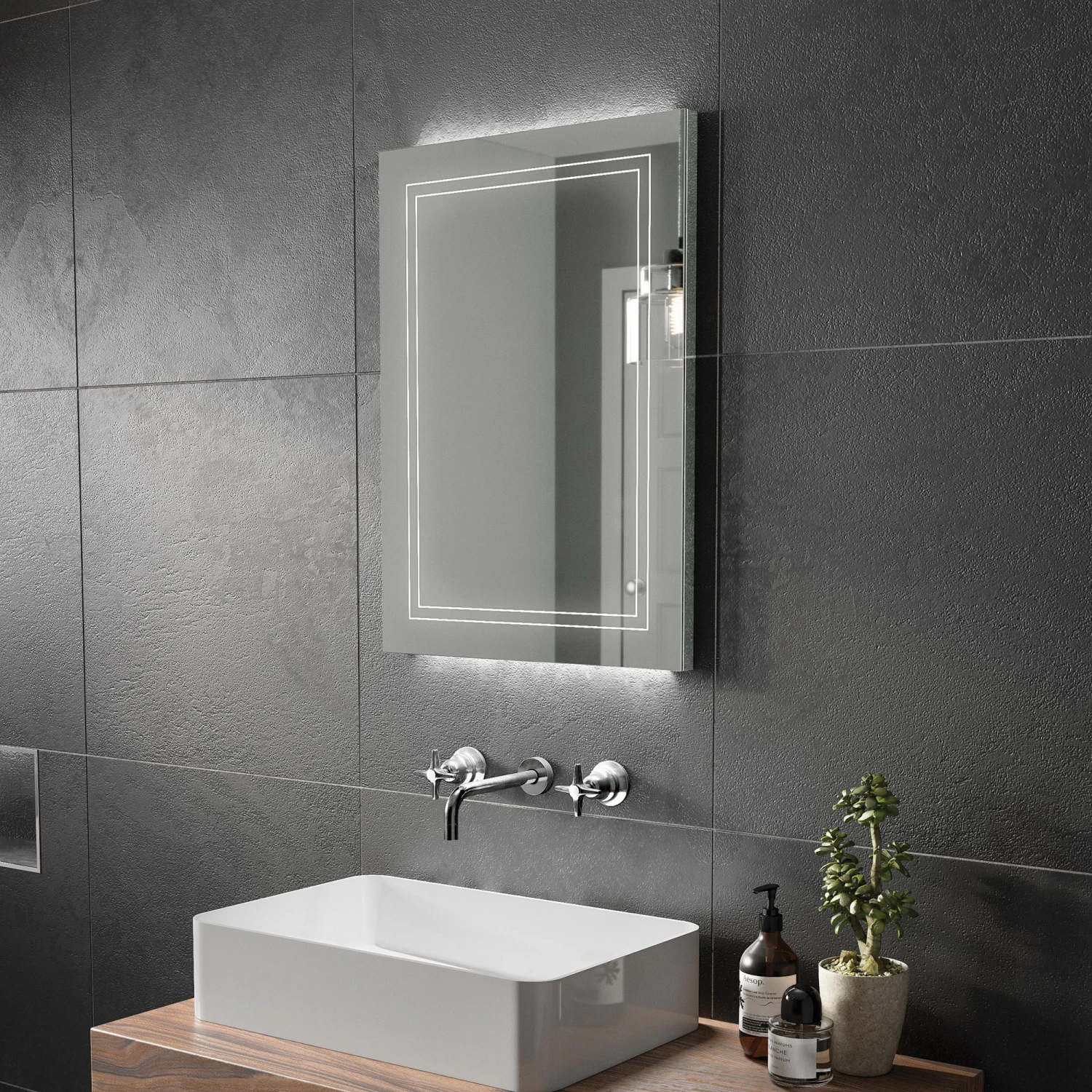 HiB Outline 50 LED Bathroom Mirror 2 HiB Outline 50 LED Bathroom Mirror - Image 2