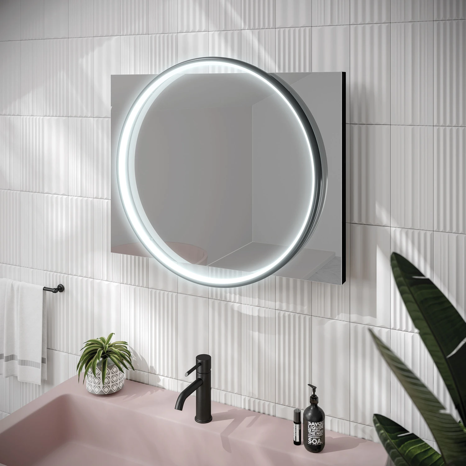HiB Solas 60 LED Bathroom Mirror With Black Frame 2 HiB Solas 60 LED Bathroom Mirror With Black Frame - Image 2
