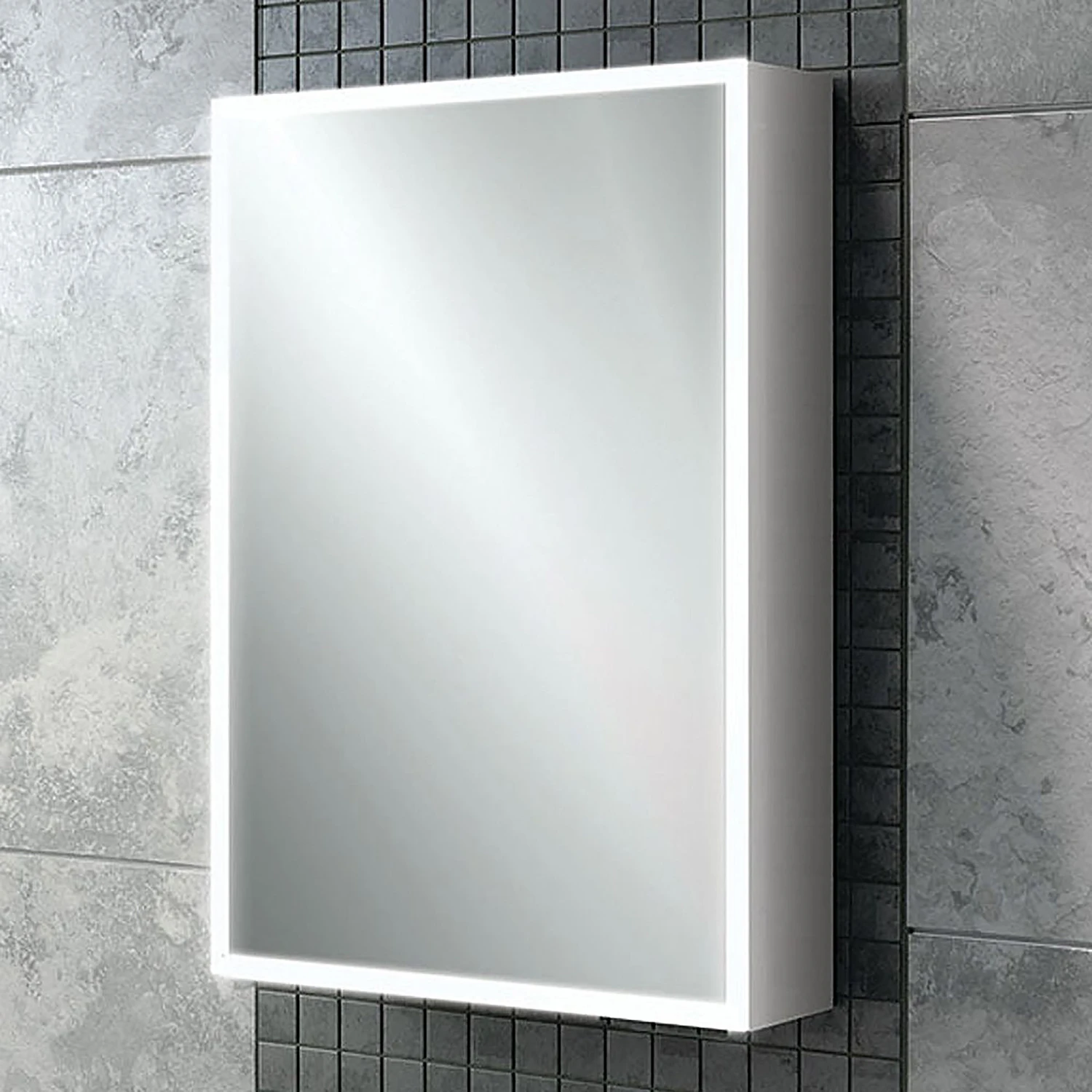 HiB Qubic 50 Mirrored Bathroom Cabinet 1 HiB Qubic 50 Mirrored Bathroom Cabinet