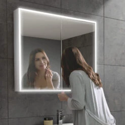 HiB Qubic 80 Mirrored Bathroom Cabinet