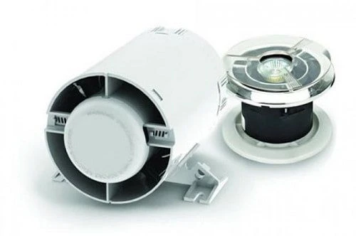 Polypipe Silavent Sapphire Shower Inline Fan And LED Light With Timer And Duct Kit Chrome Finish 100mm - GSV100AC-TKCR