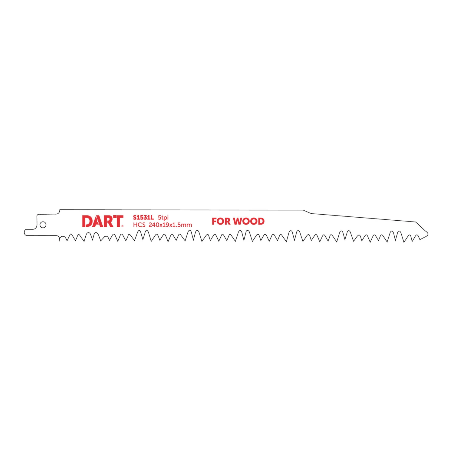 Dart S1531L Wood-Cutting Reciprocating Saw Blades (5 Pack) 220mm - DRB51 1 Dart S1531L Wood-Cutting Reciprocating Saw Blades (5 Pack) 220mm - DRB51
