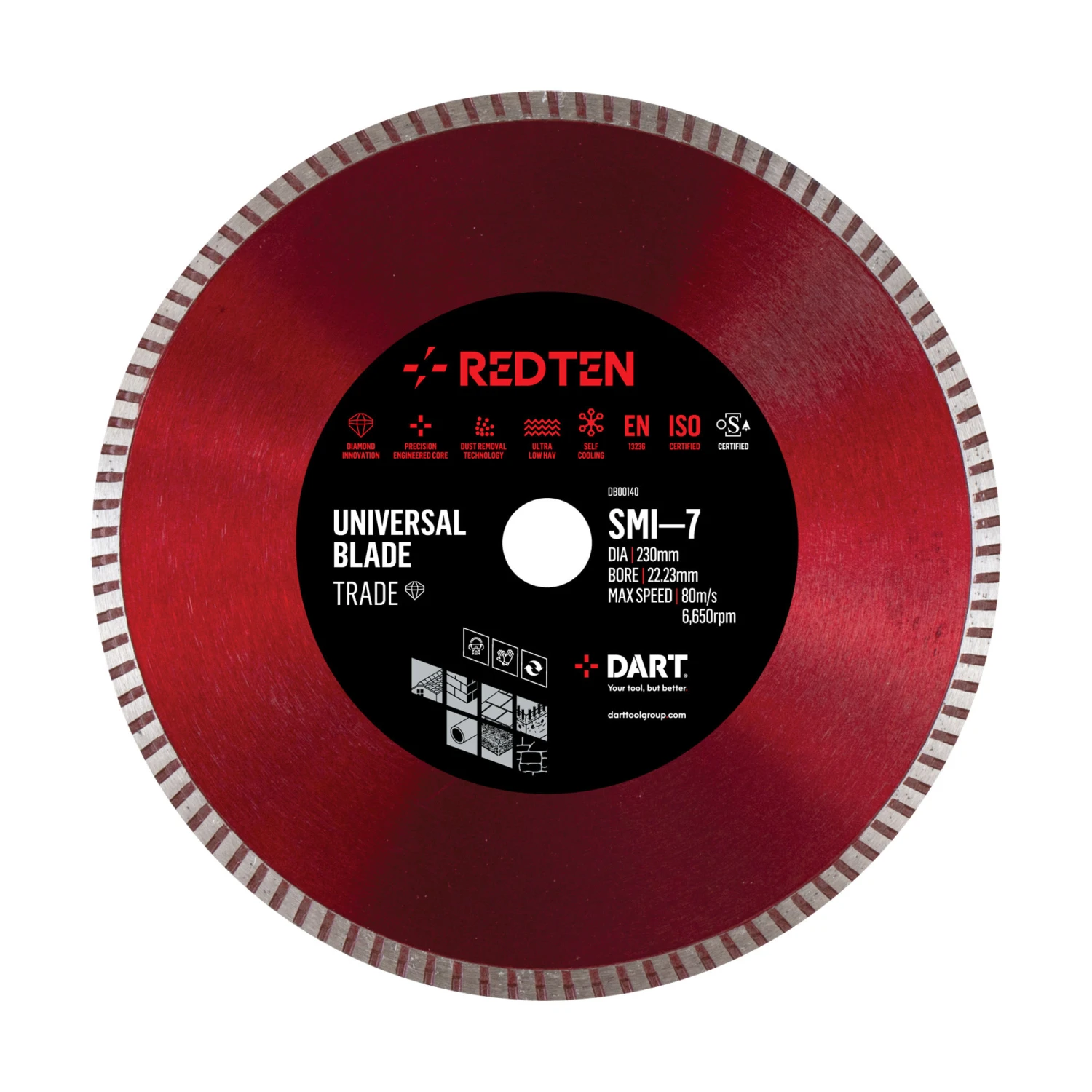 Dart Red Ten Trade SMI-7 Universal Diamond Blade Cutting Disc D230mm X B22.23mm - DB00140 1 Dart Red Ten Trade SMI-7 Universal Diamond Blade Cutting Disc D230mm X B22.23mm - DB00140