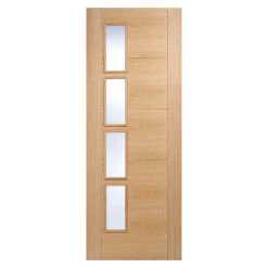 Vancouver 4-Light Offset Pre-Finished Clear Glazed Oak Door