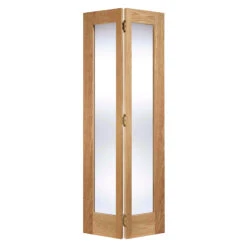 Pattern 10 2-Light Unfinished Bifold Clear Glazed Internal Oak Doors
