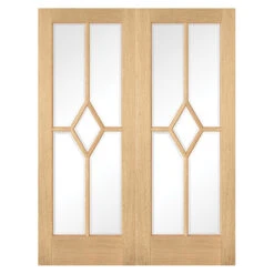 Pair Of Reims Pre-Finished Glazed Internal Oak Doors