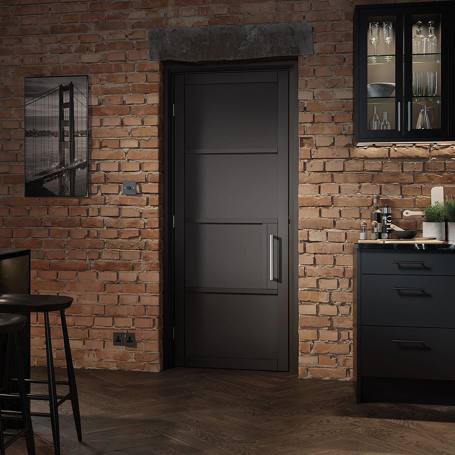 Chelsea 4-Panel Primed Plus Internal Door Black 2 Chelsea 4-Panel Primed Plus Internal Door Black - Image 2