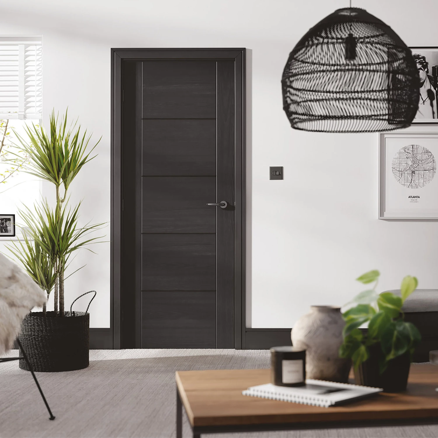 Vancouver 5-Panel Pre-Finished Internal Door Charcoal Black 2 Vancouver 5-Panel Pre-Finished Internal Door Charcoal Black - Image 2