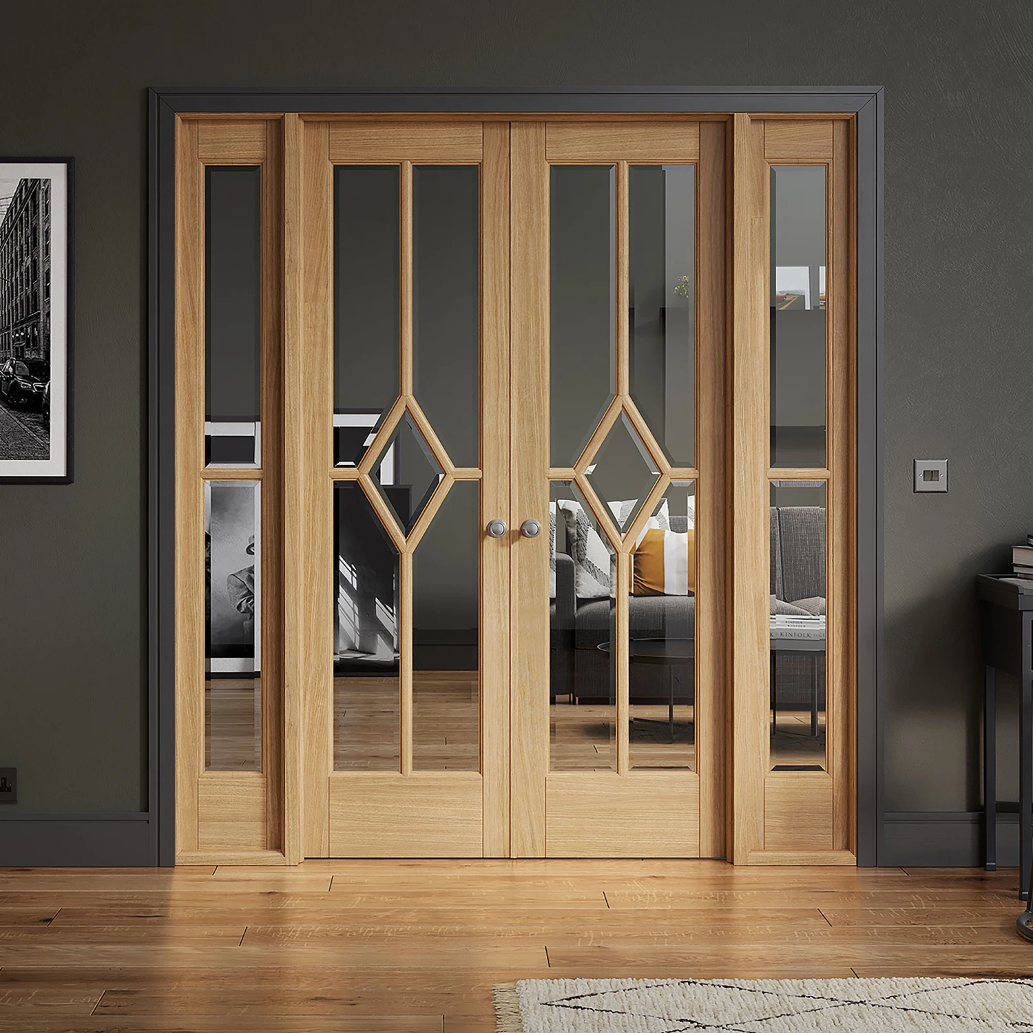 Reims W6 Pre-Finished Glazed Oak Room Divider 1904mm X 2031mm - W6OREI 2 Reims W6 Pre-Finished Glazed Oak Room Divider 1904mm X 2031mm - W6OREI - Image 2