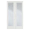 Pair Of Pattern 20 Primed Clear Glazed Internal Doors White