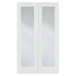 Pair Of Pattern 20 Primed Clear Glazed Internal Doors White