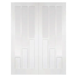 Pair Of Coventry Primed Clear Glazed Internal Doors White