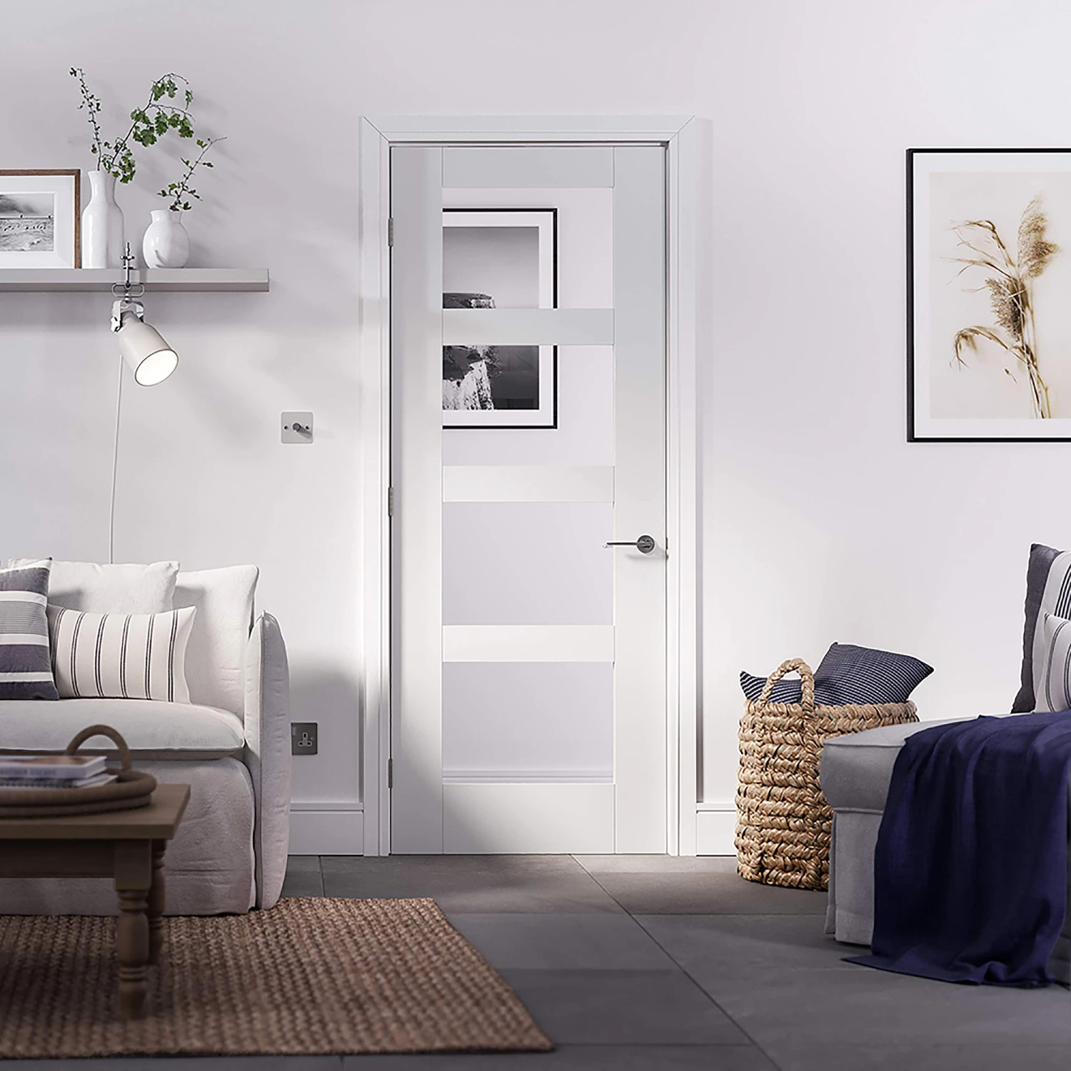 Shaker 4-Light Primed Clear Glazed Internal Door White 2 Shaker 4-Light Primed Clear Glazed Internal Door White - Image 2