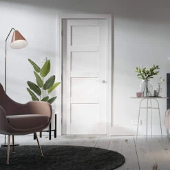 Shaker 4-Panel Primed Internal Door White -Home Furnishings Store jlpd1825p 2 lpd shaker 4p primed white internal door