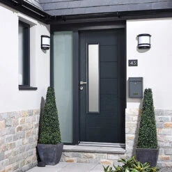 Newbury 1-Light Pre-Finished GRP Frosted Glazed Door Anthracite Grey -Home Furnishings Store jlpd390p 2 lpd newbury 1l frosted glazed grey grp door