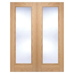 Pair Of Vancouver Pre-Finished Clear Glazed Internal Oak Doors