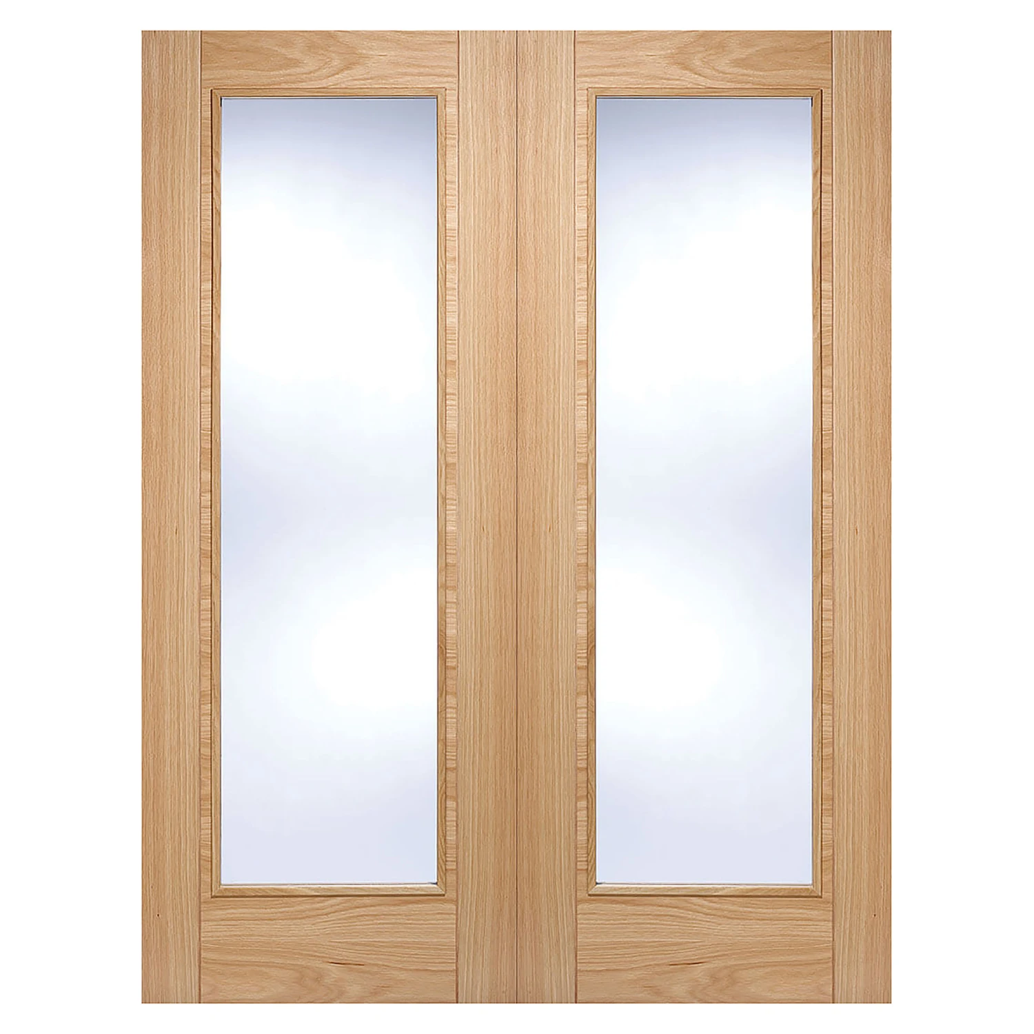 Pair Of Vancouver Pre-Finished Clear Glazed Internal Oak Doors 1 Pair Of Vancouver Pre-Finished Clear Glazed Internal Oak Doors