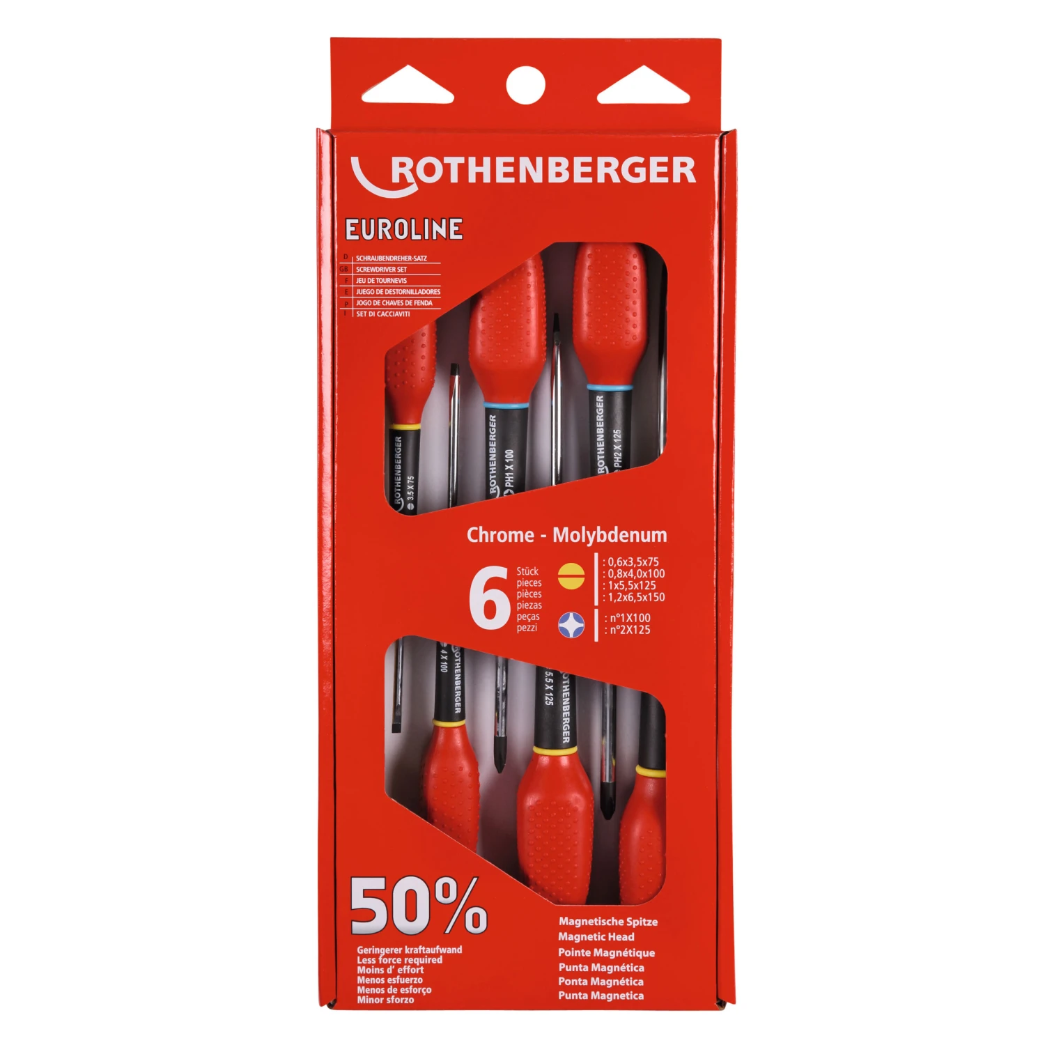 Rothenberger Euroline Phillips/Slotted Screwdriver Set (6 Piece) 73570 1 Rothenberger Euroline Phillips/Slotted Screwdriver Set (6 Piece) 73570
