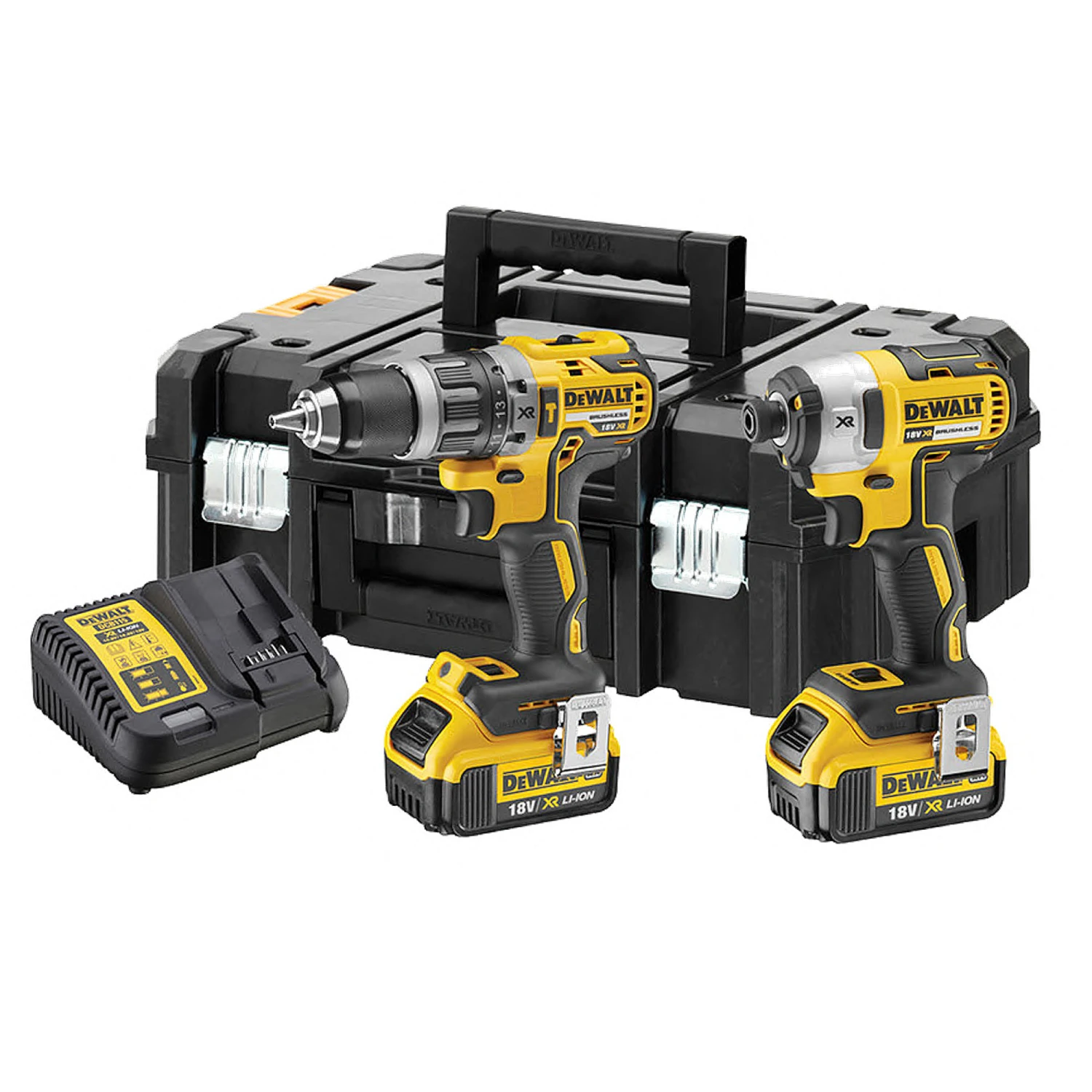 DeWalt XR Brushless Twin Kit 2x 4Ah Batteries 18V - DCK266M2T-GB 1 DeWalt XR Brushless Twin Kit 2x 4Ah Batteries 18V - DCK266M2T-GB