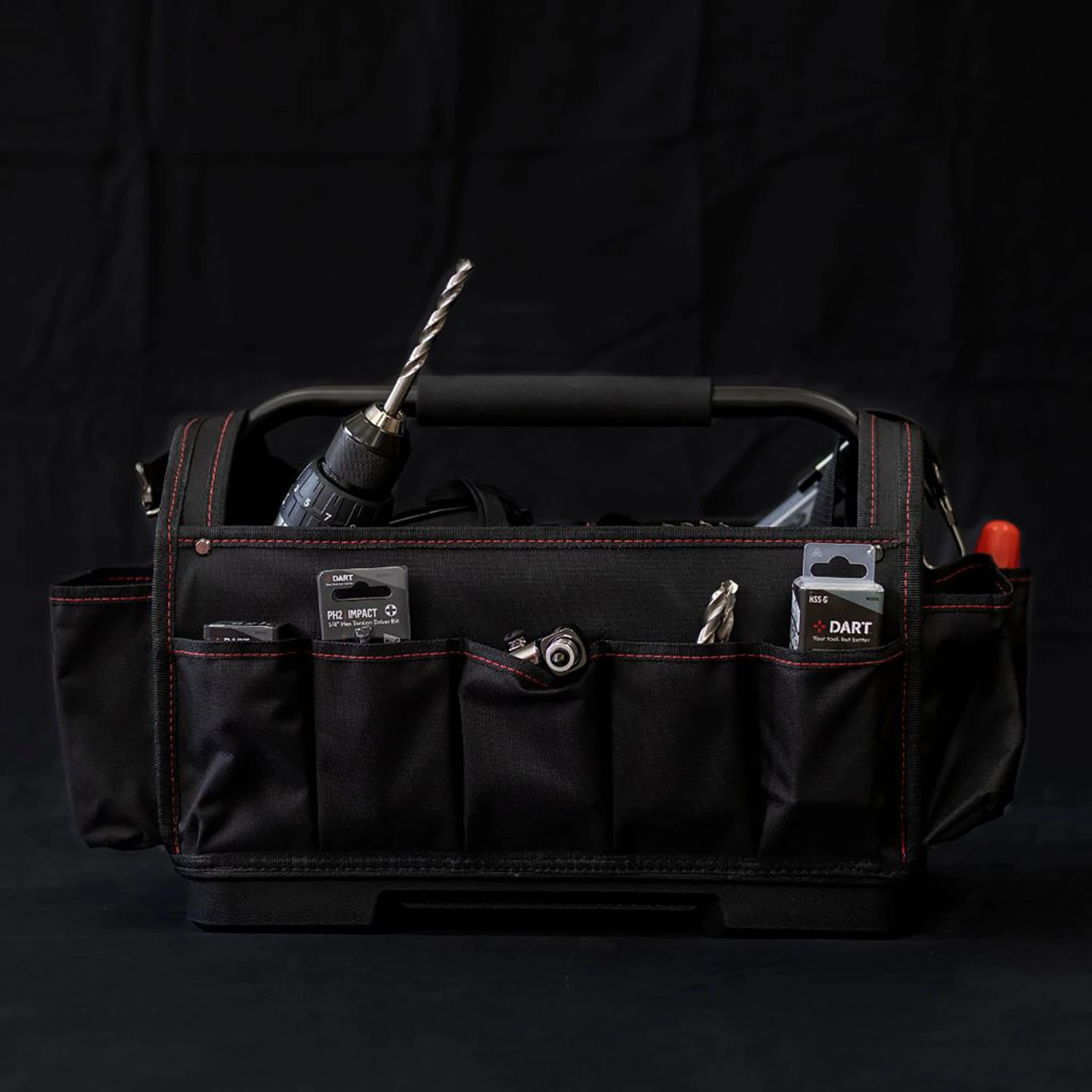 Dart Hard Base Open Tote Tool Bag Black 18" - DTGOTTB 3 Dart Hard Base Open Tote Tool Bag Black 18" - DTGOTTB - Image 3