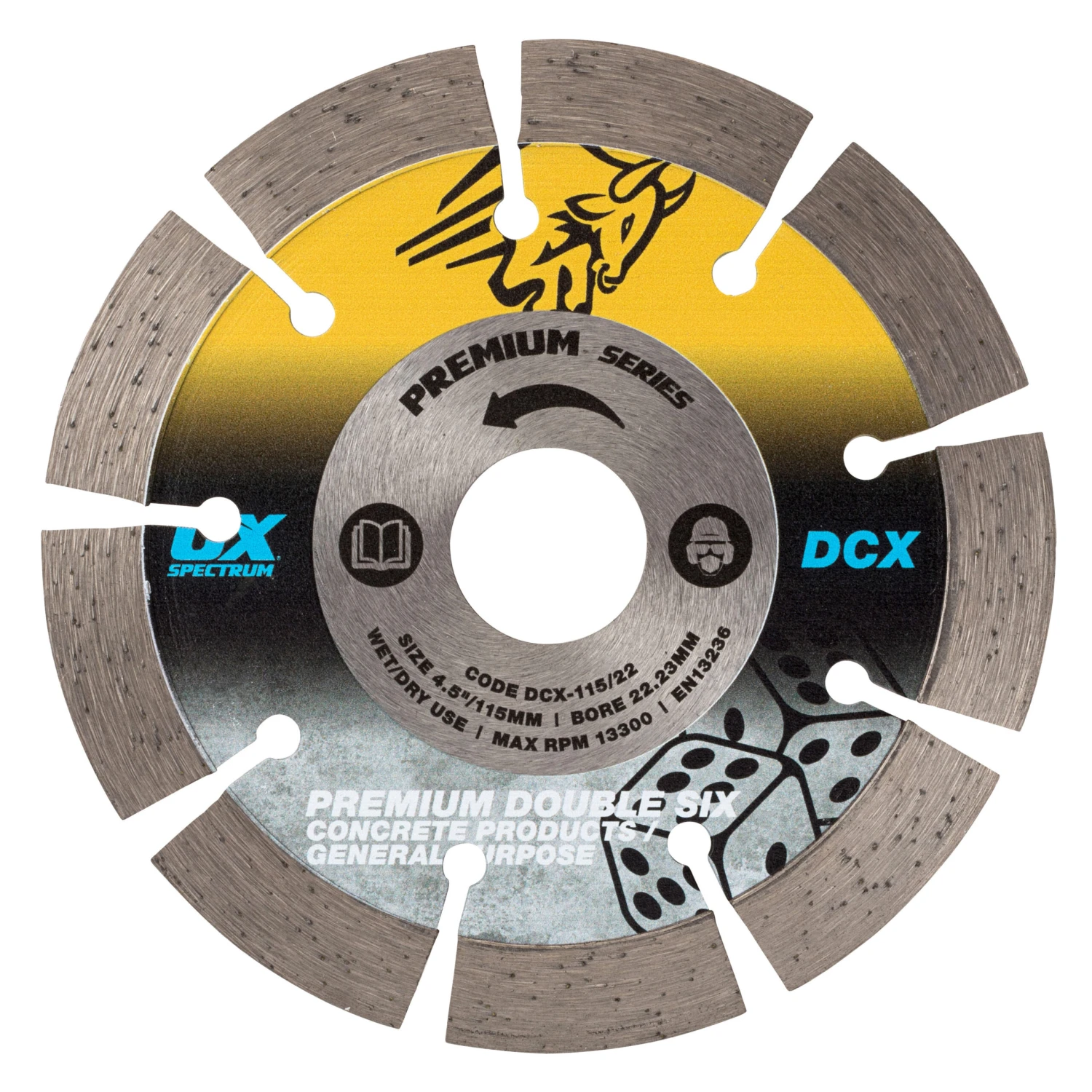 OX Spectrum Plus Double Six General Purpose Diamond Cutting Blade 115mm X 22.23mm - DCX115/22 1 OX Spectrum Plus Double Six General Purpose Diamond Cutting Blade 115mm X 22.23mm - DCX115/22