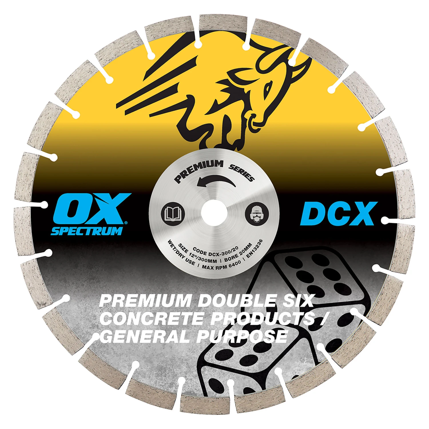 OX Spectrum Plus Double Six General Purpose Diamond Saw Blade 300mm X 20mm - DCX300/20 1 OX Spectrum Plus Double Six General Purpose Diamond Saw Blade 300mm X 20mm - DCX300/20
